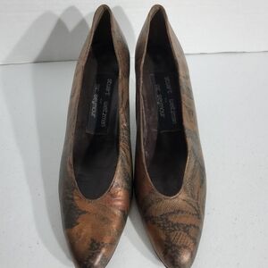 Stuart Weitzman Women's Sz 6 Brown Leather Shoes With Cone Heels